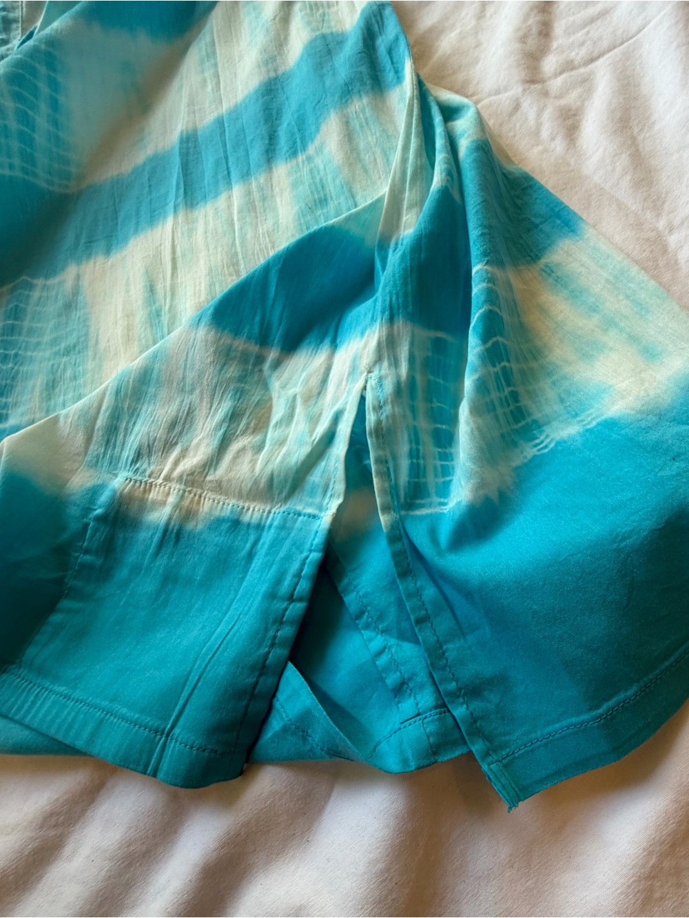 Athleta Surfer Girl Embroidered Boho Swim Coverup Dress Blue Tie Dye Size 2X - Picture 9 of 13